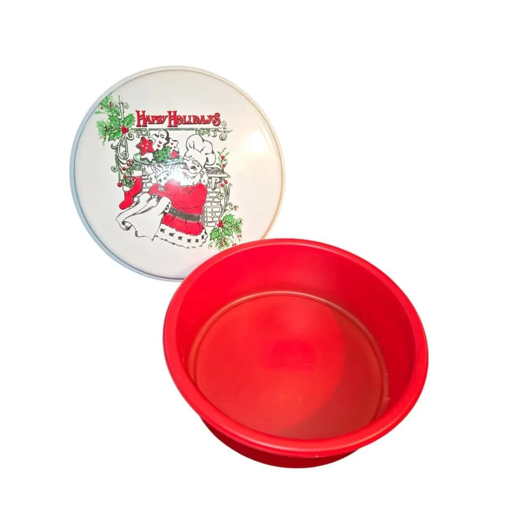 VTG Laurence Products Storage Container Red & White Plastic Chef Santa Decorated